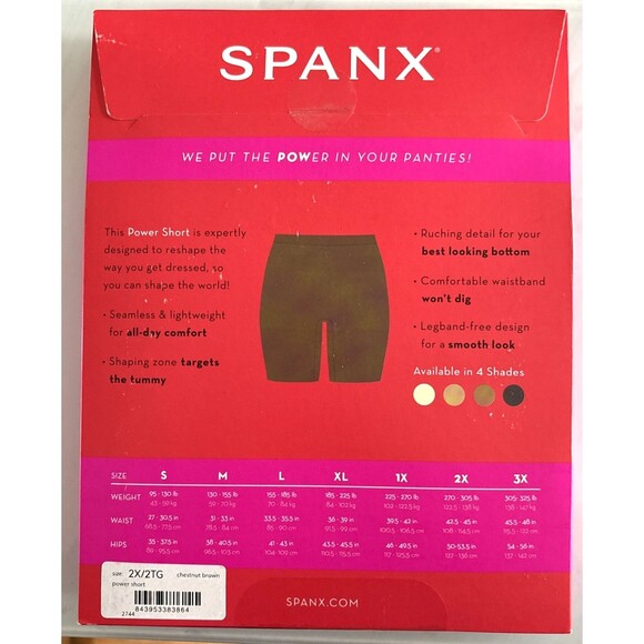 SPANX Seamless Power Short Core Shapewear Lightweight 2X Chestnut Brown 10568 - Picture 2 of 5